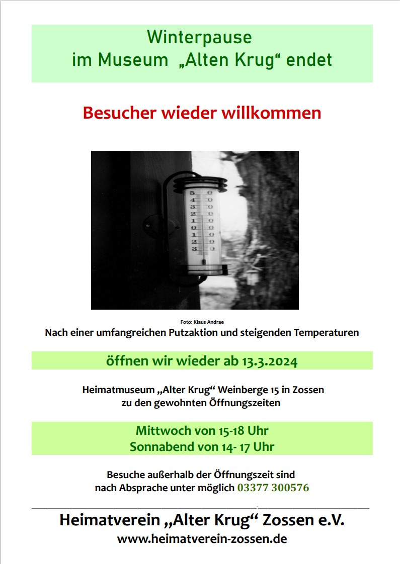 2024-03-04 Winterpause im Museum "Alter Krug" endet