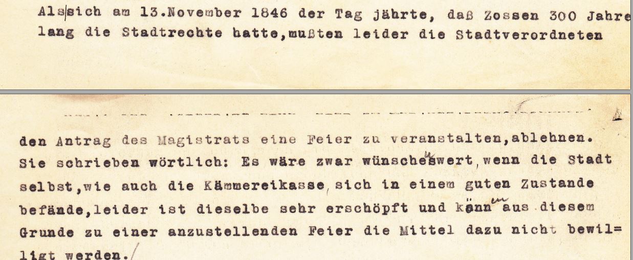 Aus der Zossener Chronik von Louis Günther