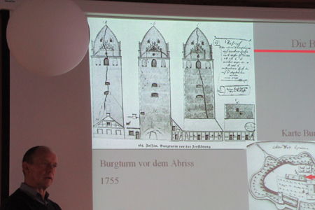 Der Burgfried vor dem Abriss 1755
