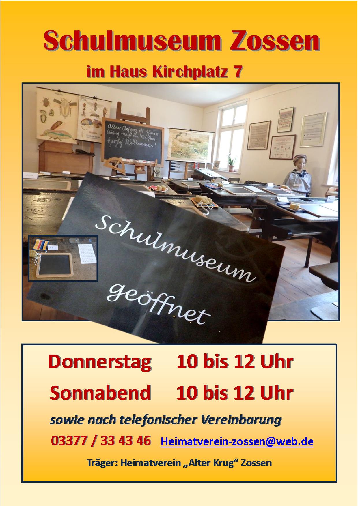 ffnungzeriten Plakat Schulmuseum