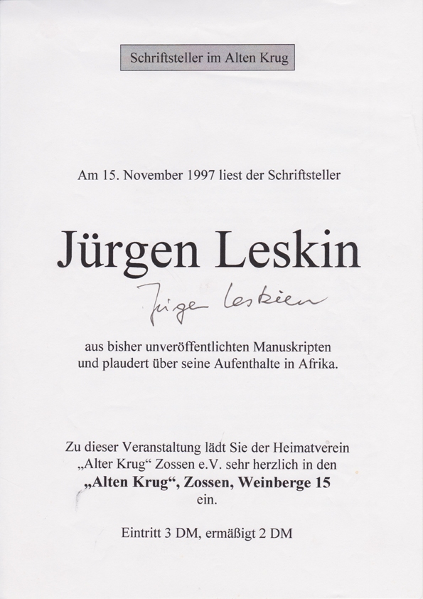 1997-11-15 Jürgen Leskien über Leben in Afrika