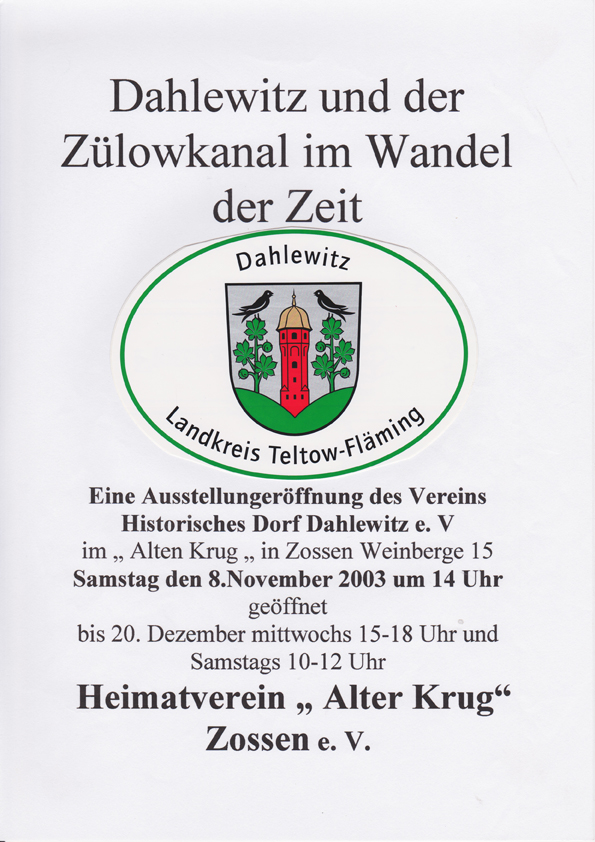 2003-11-08 „Dahlewitz und der Zülowkanal im Wandel der Zeit“