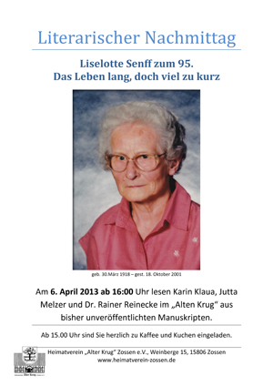 2013-04-06 "Das Leben lang, doch viel zu kurz"